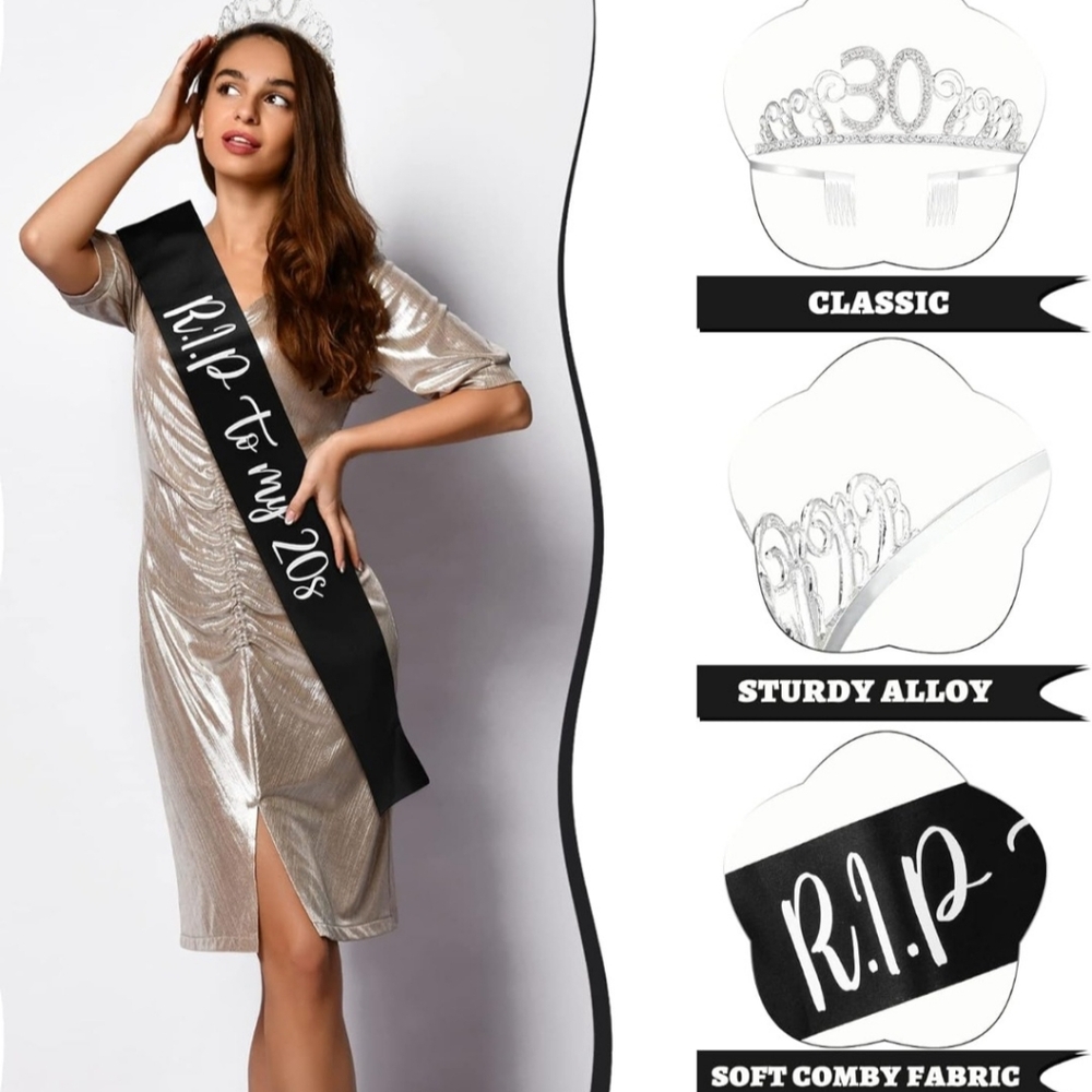30th Birthday tiara and sash set